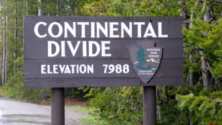 We crossed the Continental Divide several times during this trip. We lost track how many times. 