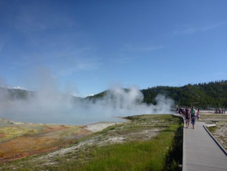 Walking up to Excelsior Geyser Crater